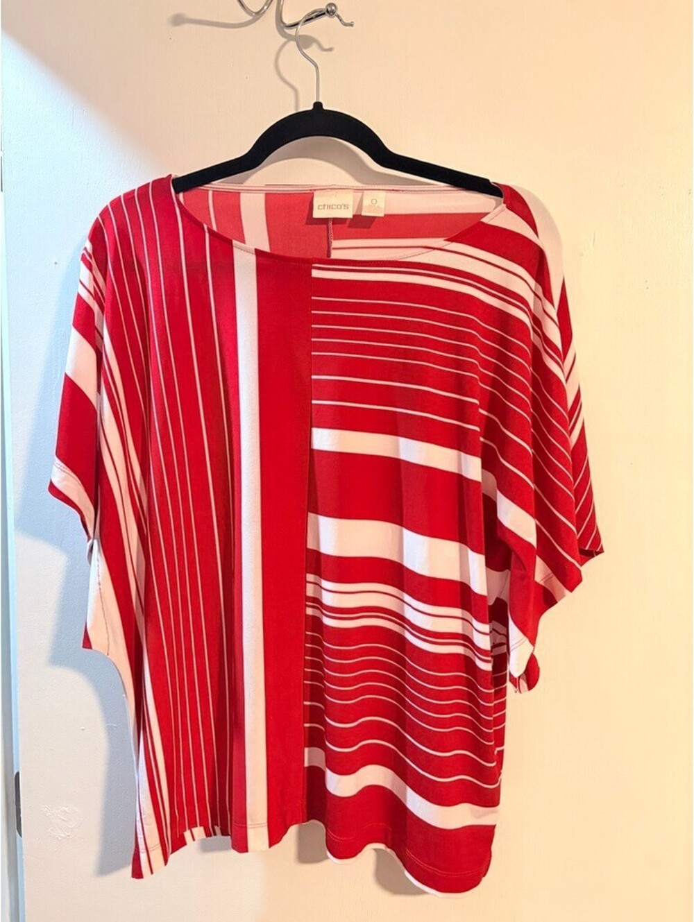 Chic L-P Red & White Striped Oversized Top - Bold & Comfy!